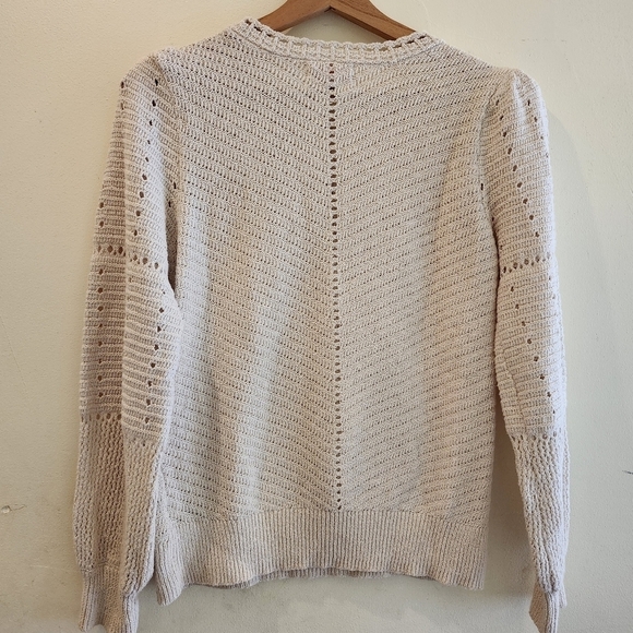 Knox Rose Pointelle Pullover Sweater, 75% Cotton, Natural Cream, Size X-Small - Picture 2 of 8